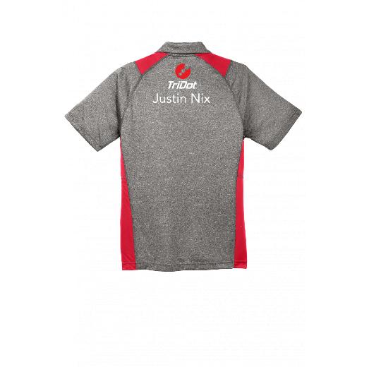 Men’s TriDot Personalized Coach Polo – Graphite Heather / True Red