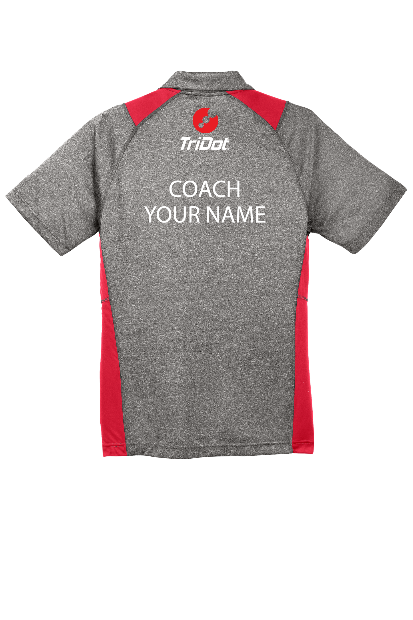 Men’s TriDot Personalized Coach Polo – Graphite Heather / True Red
