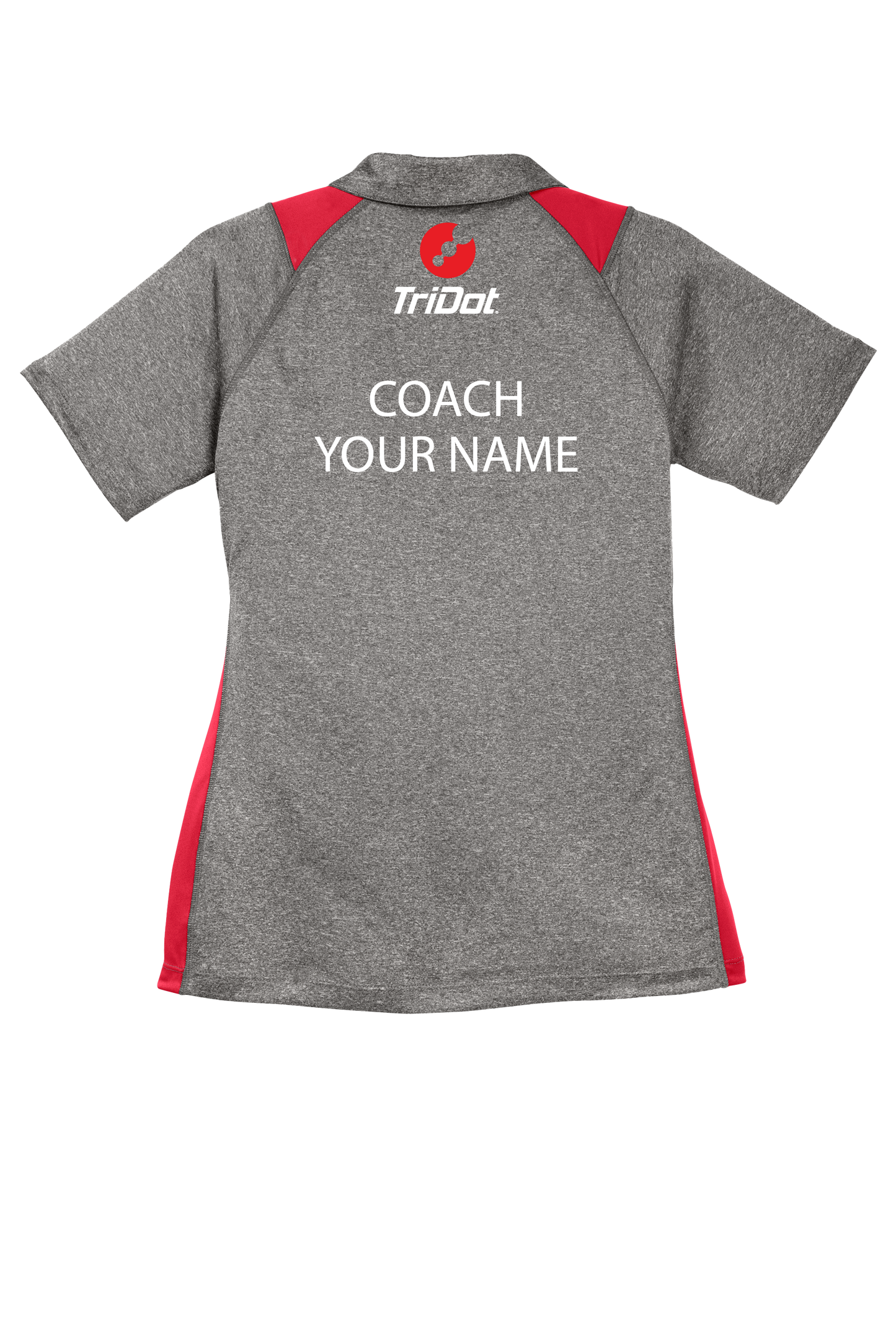 Women's TriDot Personalized Coach Polo – Graphite Heather / True Red