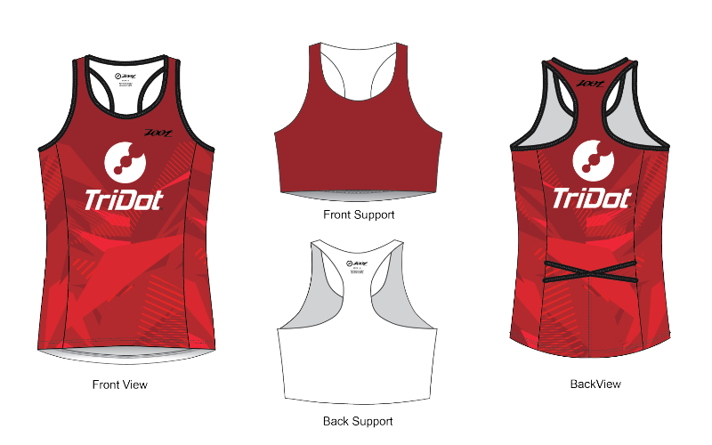 TriDot Women's LTD Racerback Tri Top (no zip) Crimson Prism '25