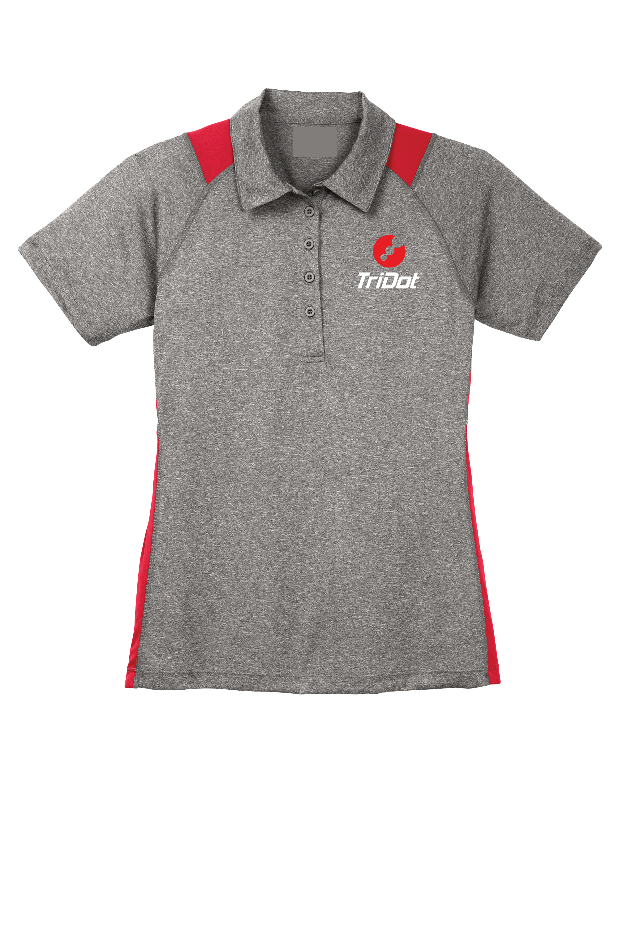 womens-tridot-personalized-coach-polo-graphite-heather-true-red
