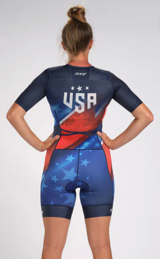 TriDot Women's Tri Aero FZ Racesuit Crimson Prism '25