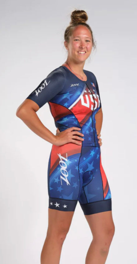 TriDot Women's Tri Aero FZ Racesuit Crimson Prism '25