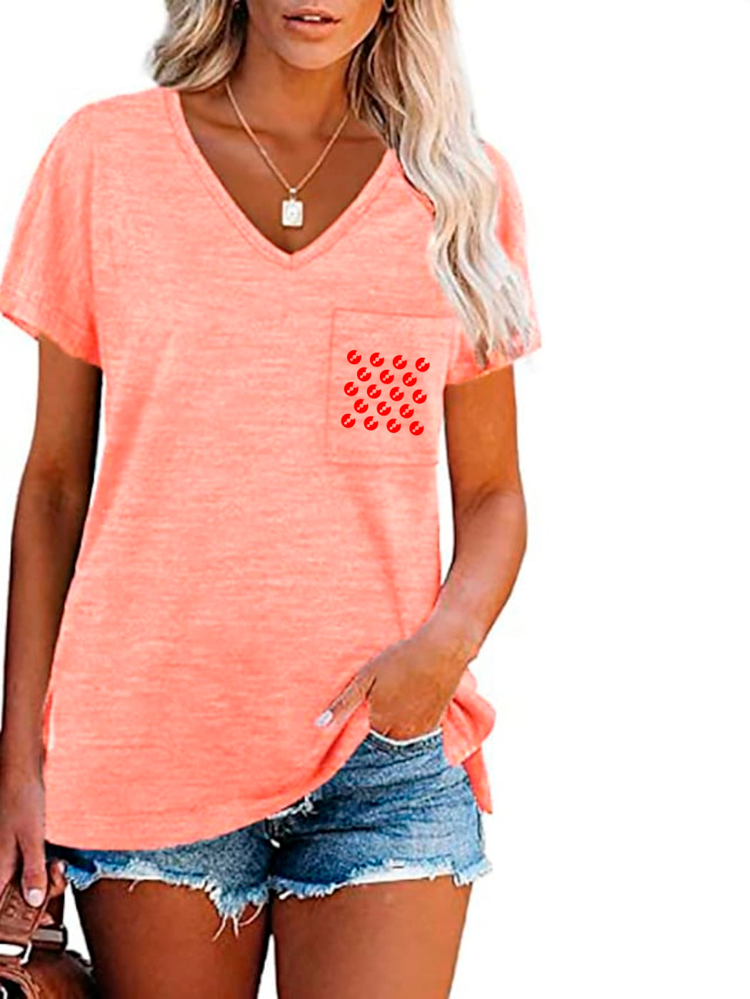 WOMENS V-NECK TRIDOT TSHIRT WITH POCKET