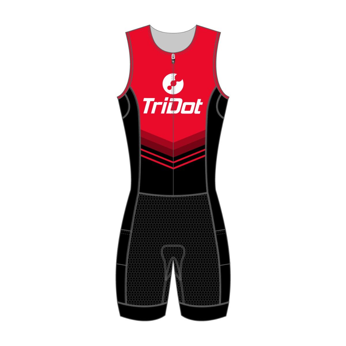 TriDot Men's 1PC Sleeveless RJ Race Suit (8" inseam) - RED