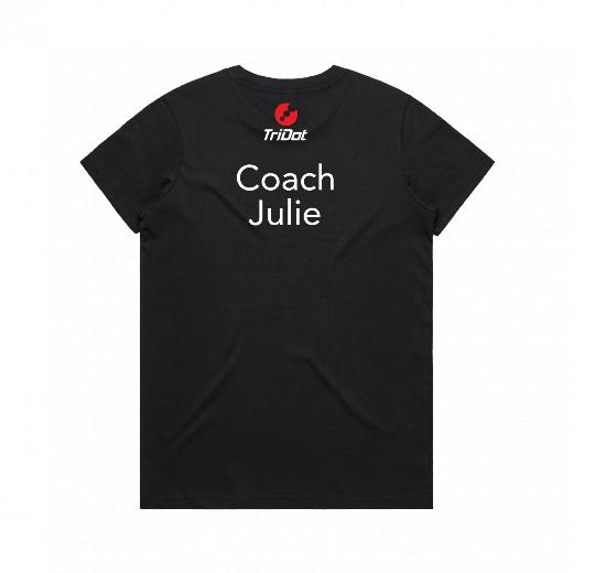 Women's TriDot Personalized Coach Tee - Left Chest Logo - Black