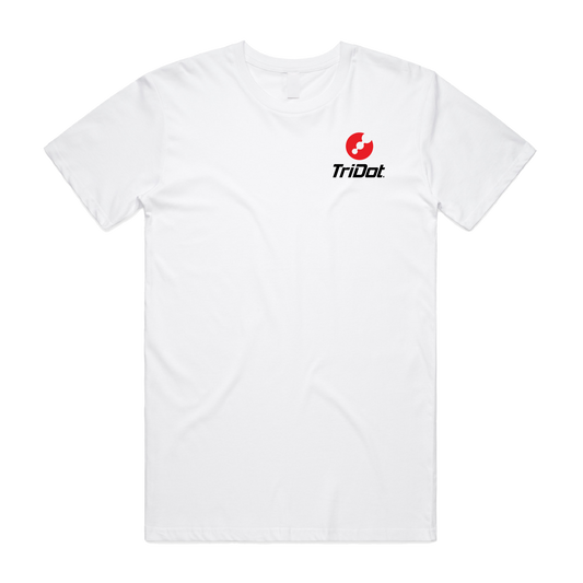 Men's TriDot Personalized Coach Tee - Left Chest Logo - White