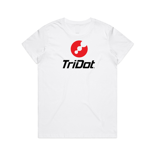 Women's TriDot Personalized Coach Tee - Large Front Logo - White