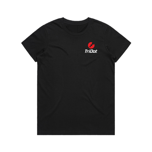 Women's TriDot Personalized Coach Tee - Left Chest Logo - Black