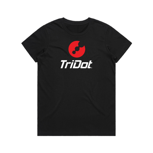 Women's TriDot Personalized Coach Tee - Large Front Logo - Black