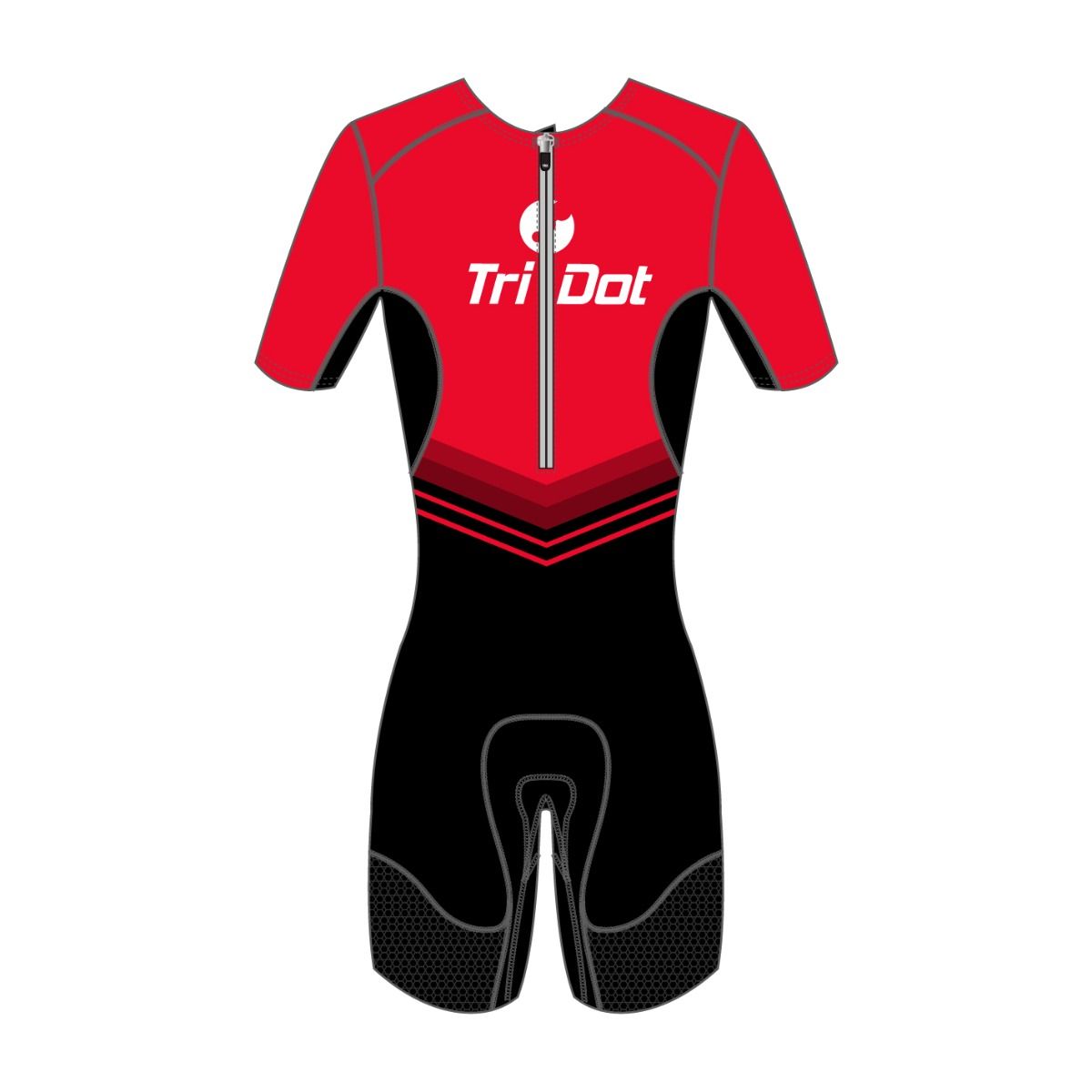 TriDot Women's 1PC Mid-Sleeve ROCKET TECH Race Suit (5" inseam) - RED