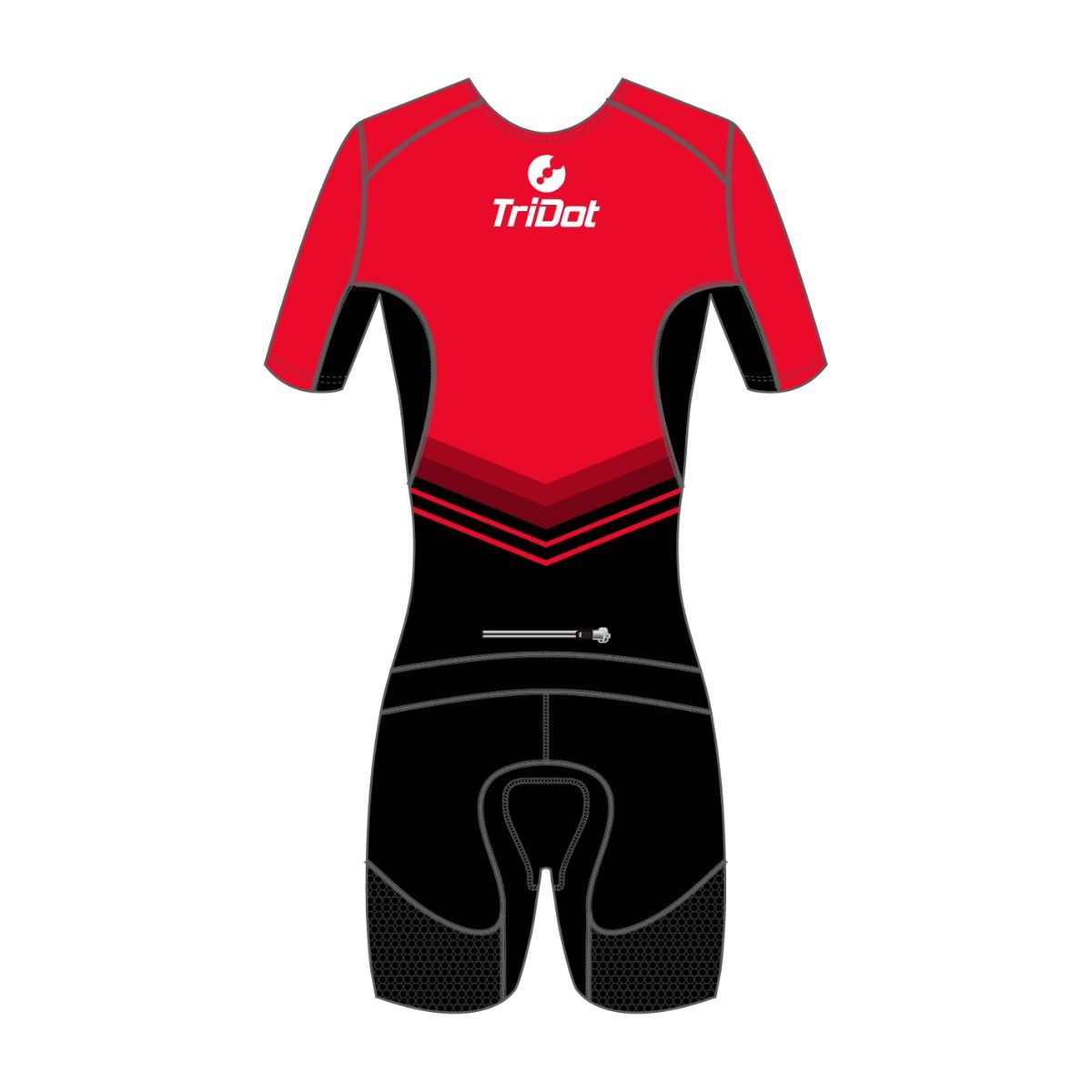 TriDot Women's 1PC Mid-Sleeve ROCKET TECH Race Suit (5" inseam) - RED